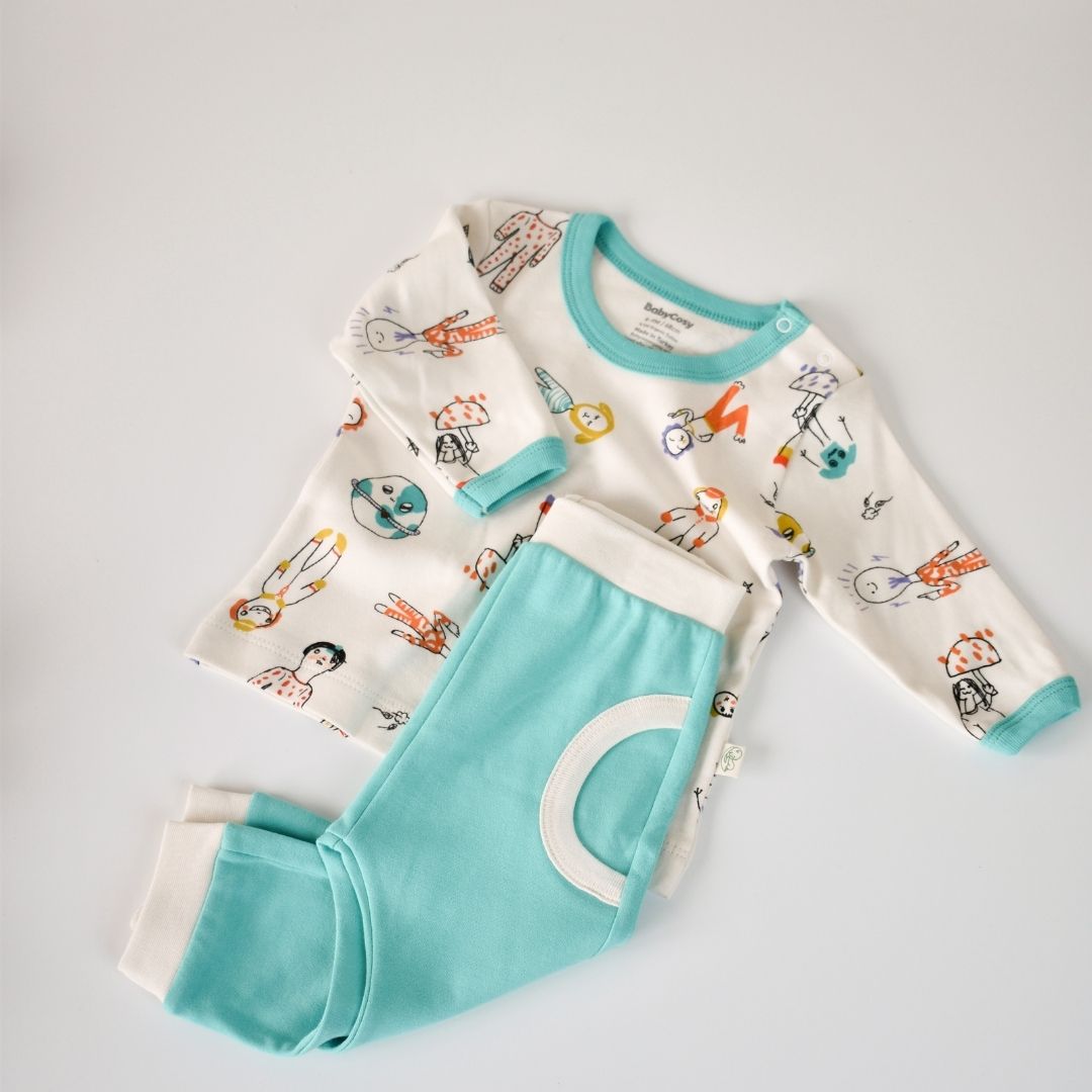 WORLD BABIES Set Pantalone e Maglietta in 100% cotone organico