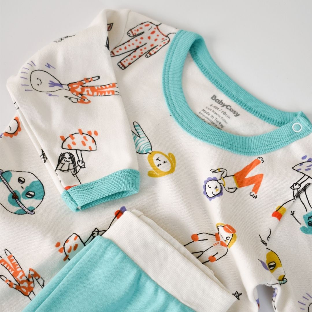 WORLD BABIES Set Pantalone e Maglietta in 100% cotone organico