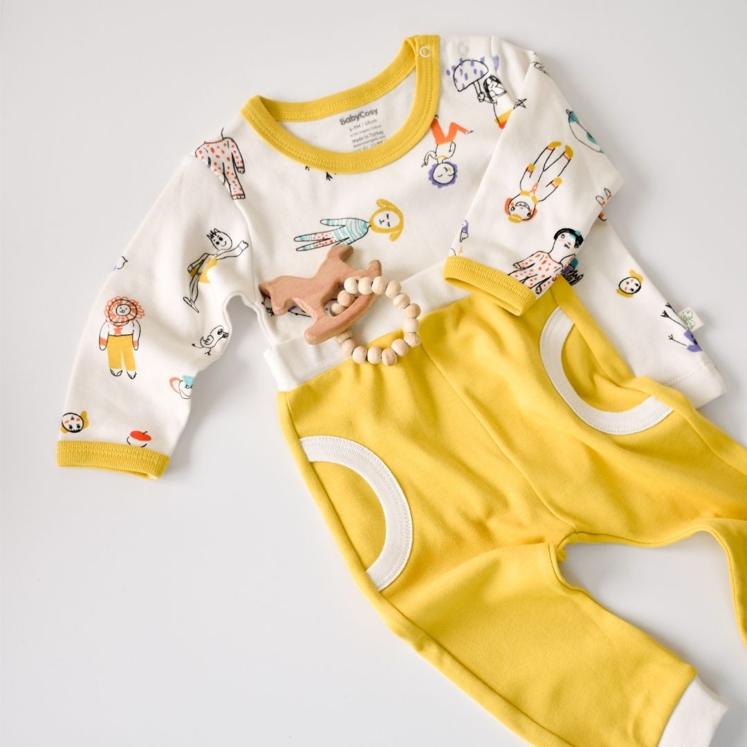 WORLD BABIES Set Pantalone e Maglietta in 100% cotone organico