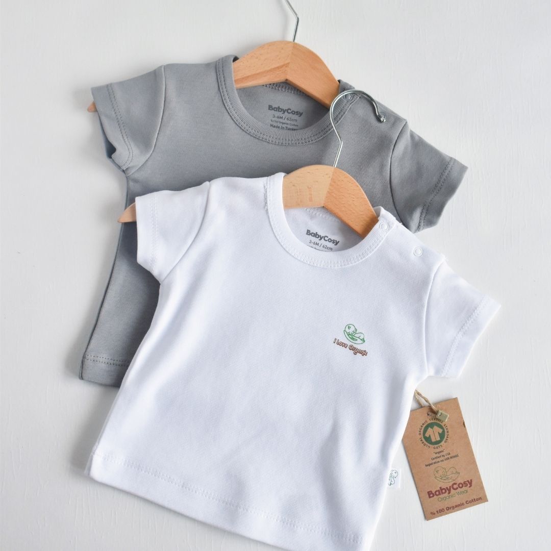 I Love Organic - Confezione da 2 T-shirt in 100% cotone organico