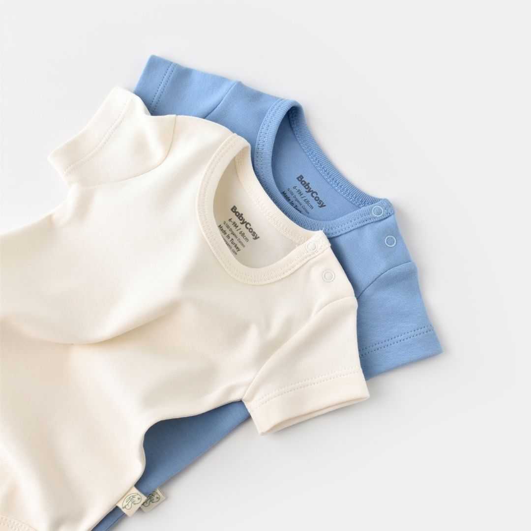 INTERLOK Pack of 2 Short-sleeved bodysuits in 100% organic cotton