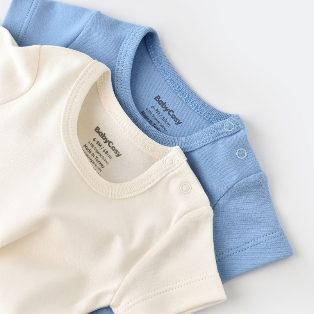 INTERLOK Pack of 2 Short-sleeved bodysuits in 100% organic cotton