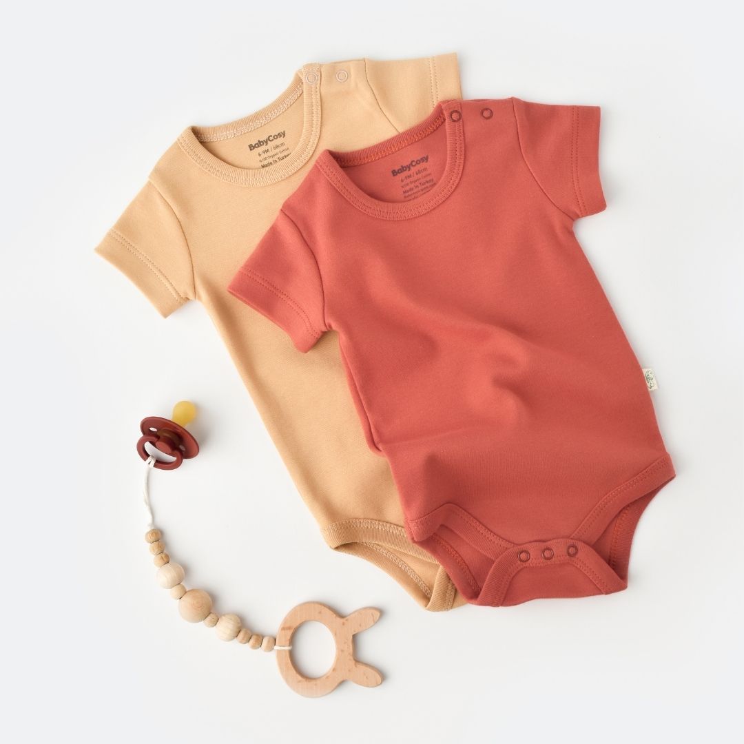 INTERLOK Pack of 2 Short-sleeved bodysuits in 100% organic cotton