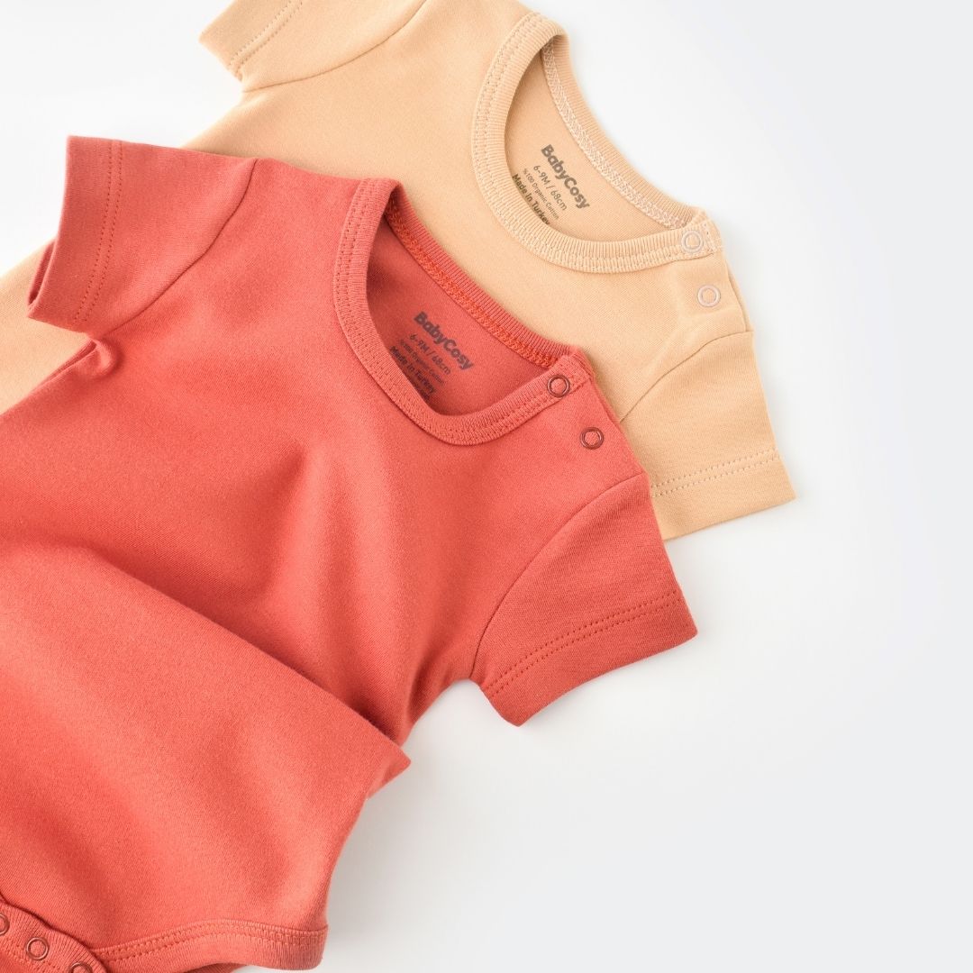 INTERLOK Pack of 2 Short-sleeved bodysuits in 100% organic cotton