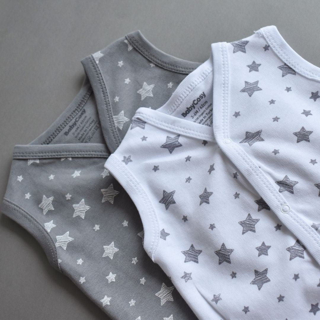 STAR SET da 2 Gilet per neonato in 100% cotone organico