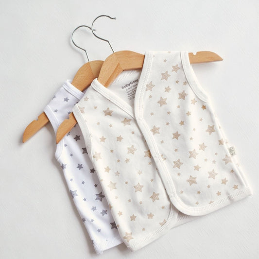 STAR SET da 2 Gilet per neonato in 100% cotone organico