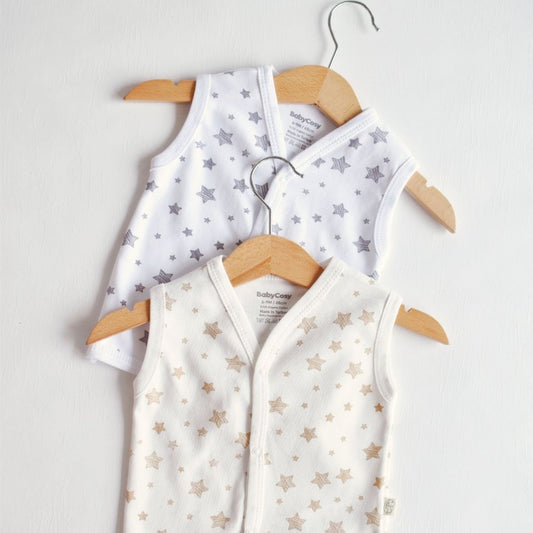 STAR SET da 2 Gilet per neonato in 100% cotone organico