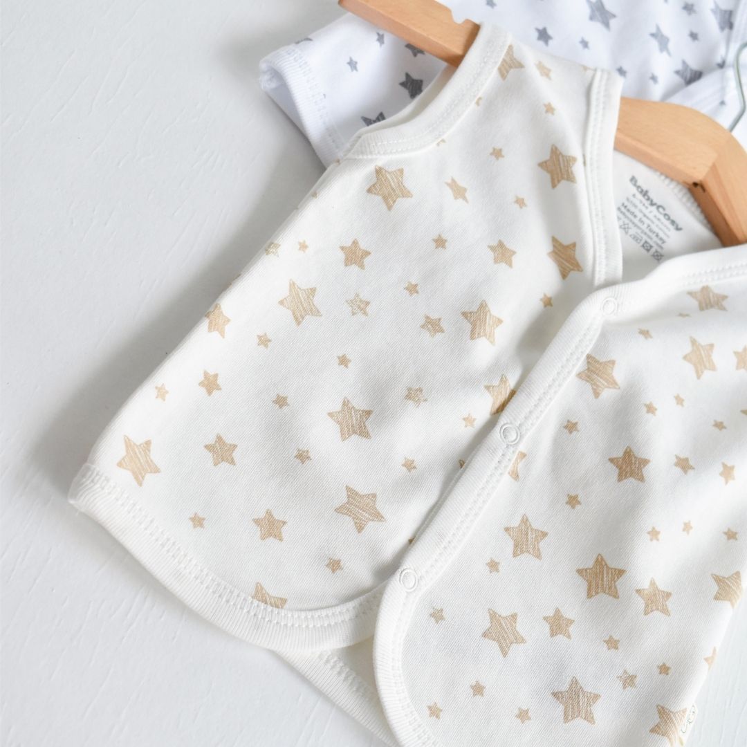 STAR SET da 2 Gilet per neonato in 100% cotone organico