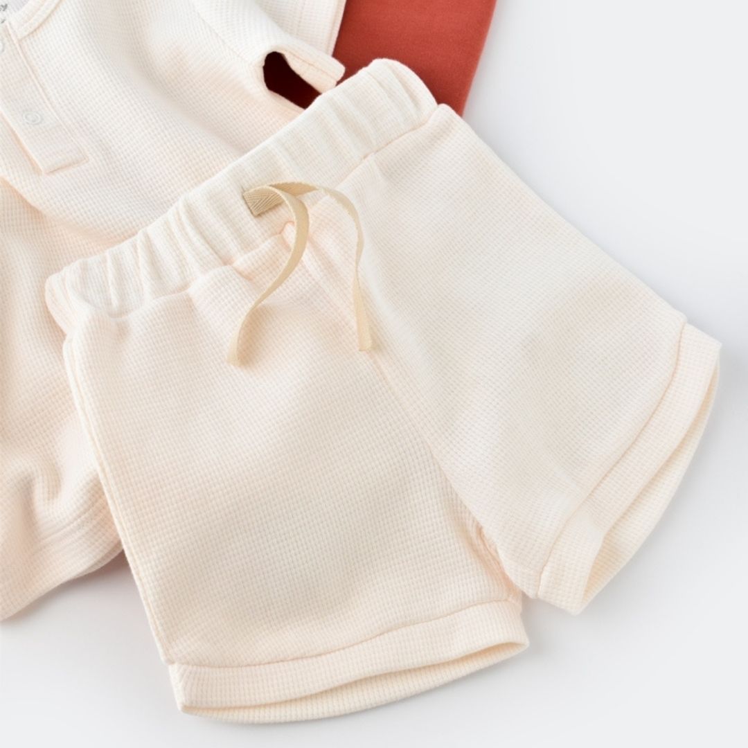 WAFFLE SET Shorts and short-sleeved T-shirt in 100% Organic Cotton